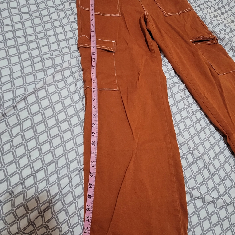 FOREVER 21 size LG burnt Denim pants ๐ oversized pockets, elastic button zip. - Picture 17 of 17